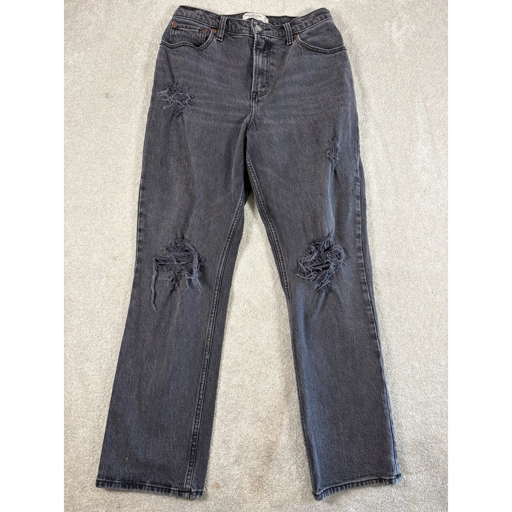 abercrombie 90s striaght high rise curve love‎ 28/6s black washed jeans